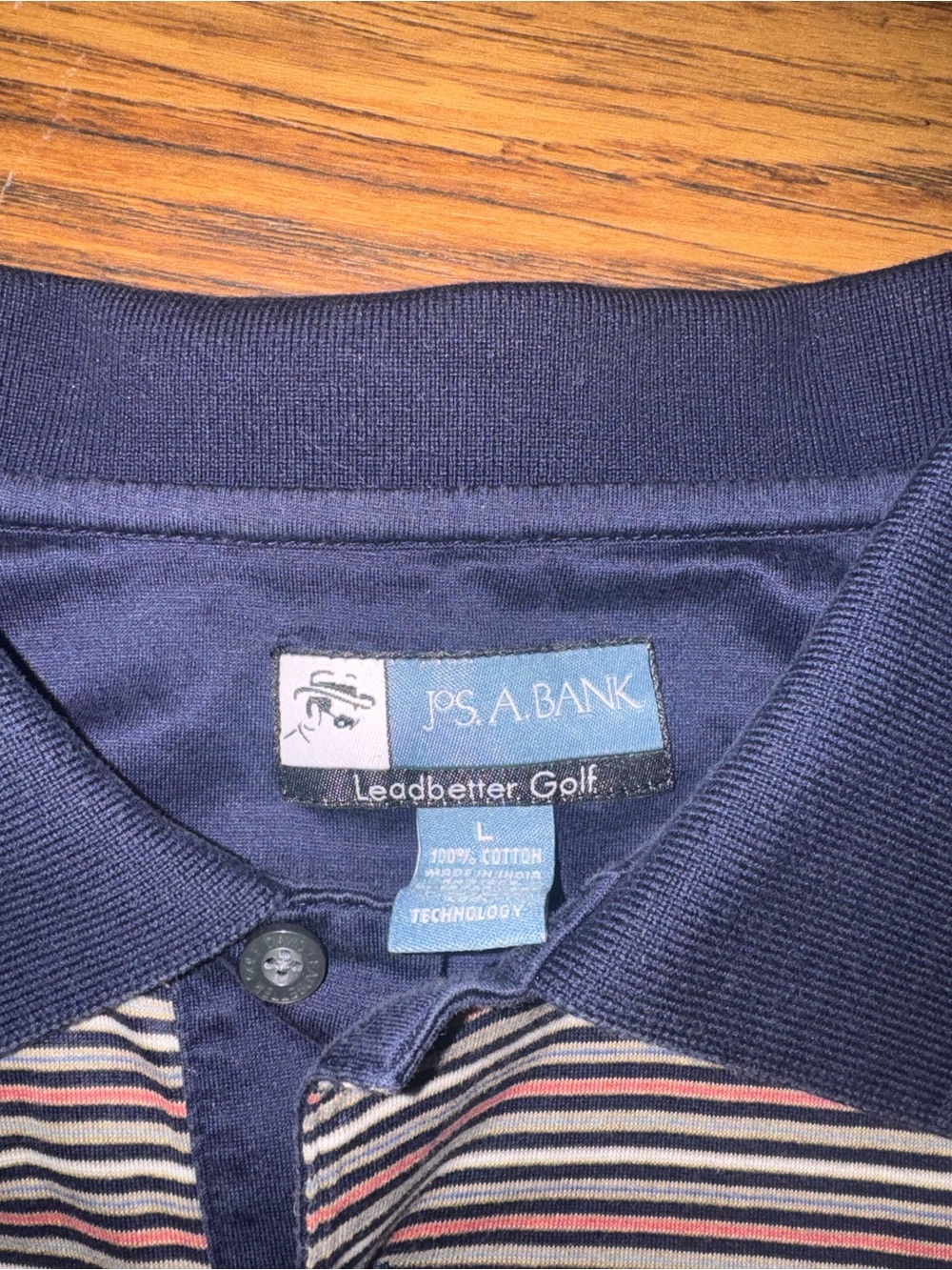 Vintage Jos. A. Bank Navy Striped Leadbetter Golf Polo